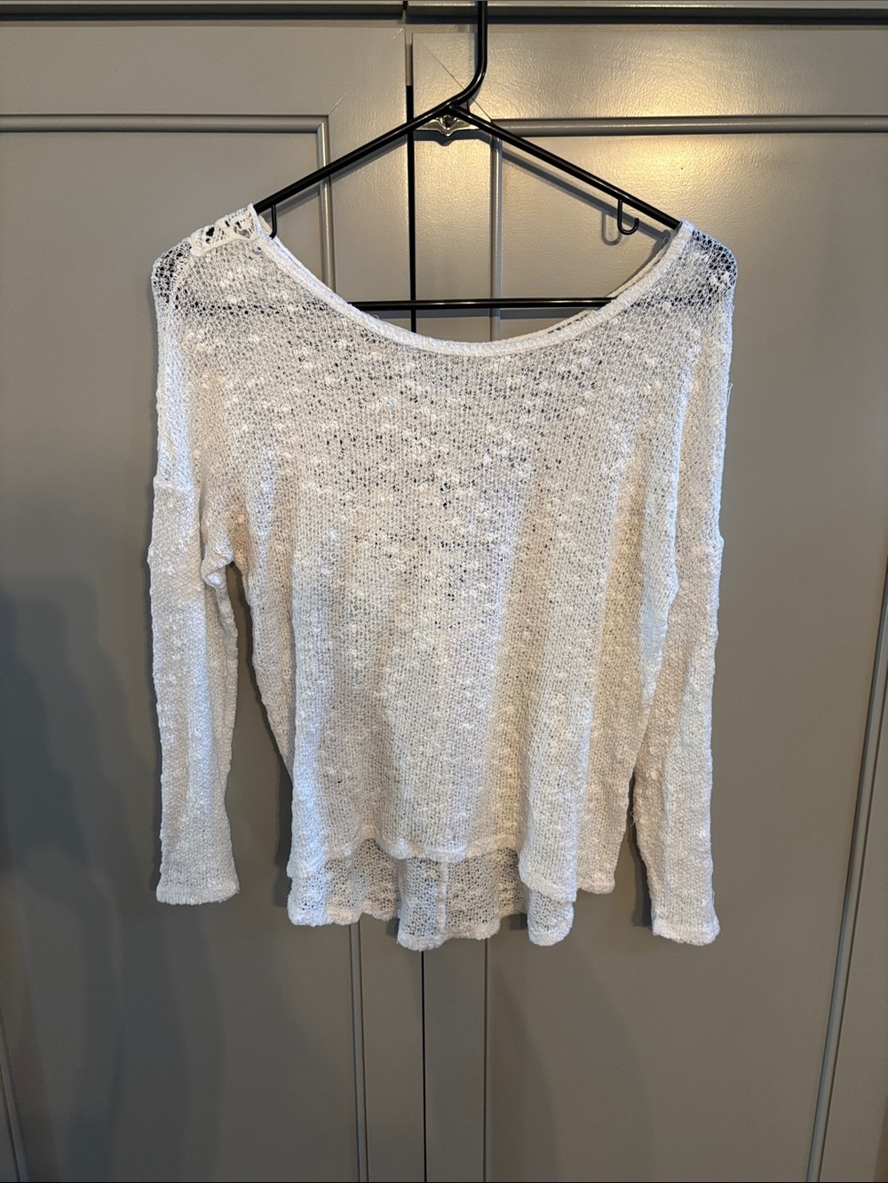 Y2K Delia’s Lightweight White Knit semi sheer Long-Sleeve Women's Top S
